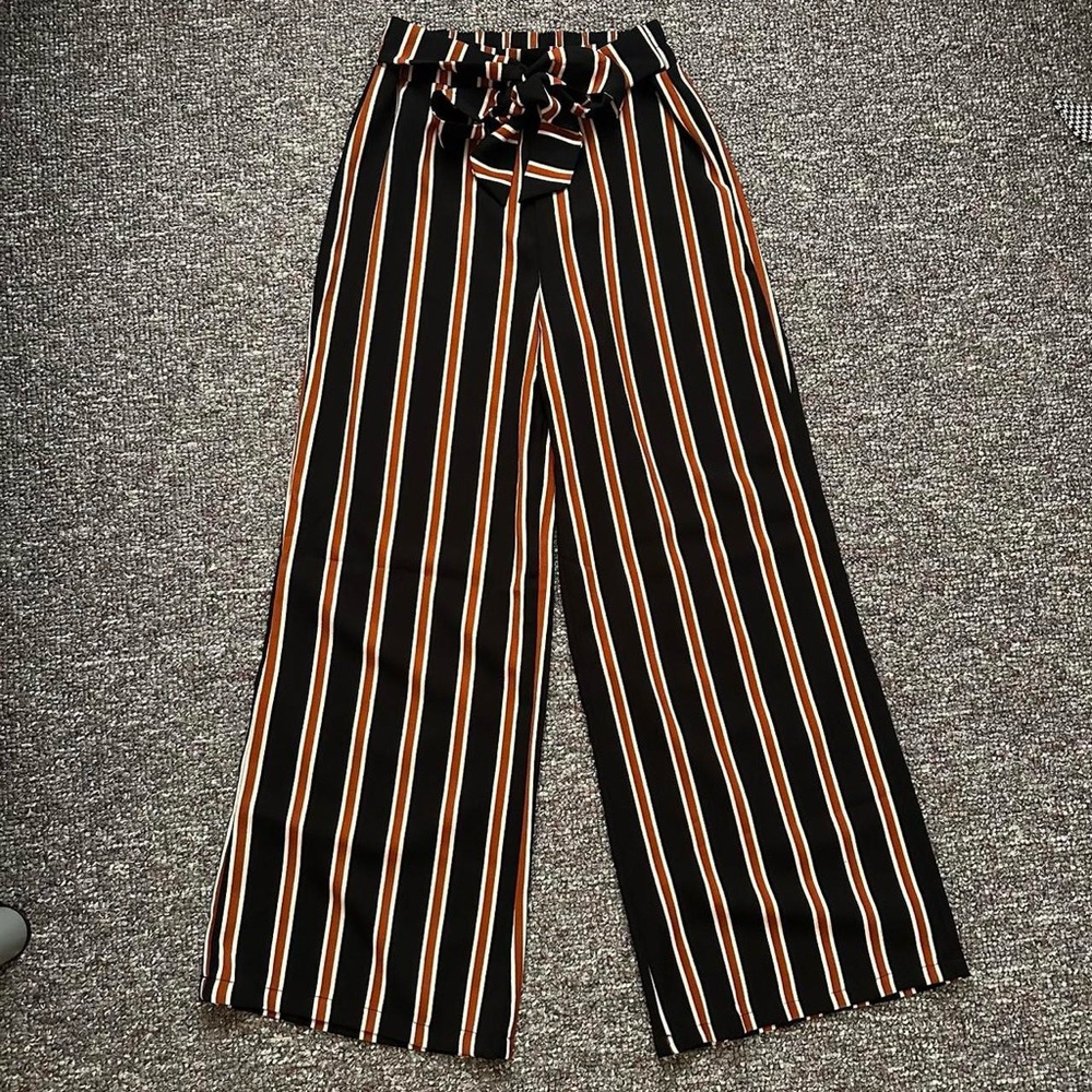dry goods striped wide leg dress pants size medium
